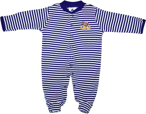 Louisiana State University Tigers Striped Footed Baby Romper 