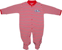 Ole Miss Rebels Striped Footed Romper